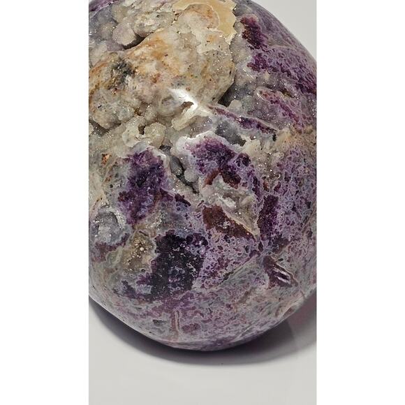 Purple Sphalerite and Fuorite Skull Polished with Drusy inclusions - Picture 6 of 10